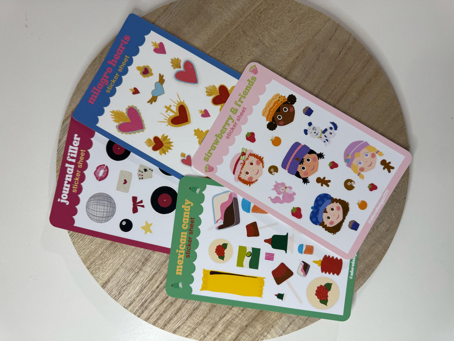 Cute Journaling Sticker Sheets || Hearts, Candy, Strawberry, Discoball, Kisses, Filler Sticker, Junk Journal, Bullet Journal, Planner, Vinyl
